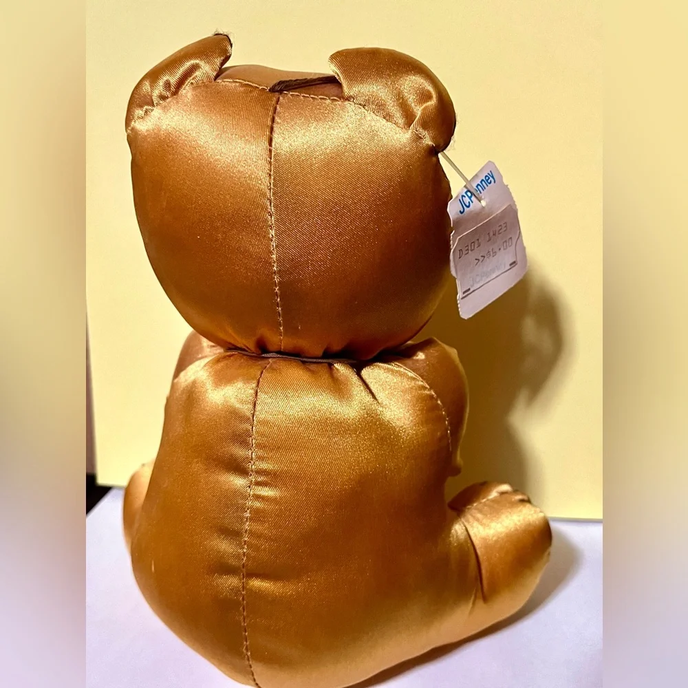 NWT Rare 70s 80s Vintage Russ teddy bear Metallic gold Valentine red heart plush